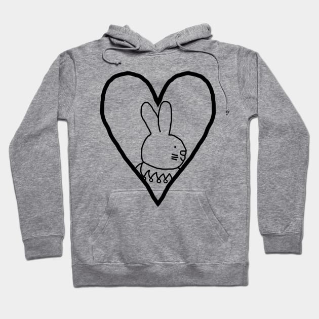 My Valentine Easter Bunny Rabbit Line Drawing Hoodie by ellenhenryart